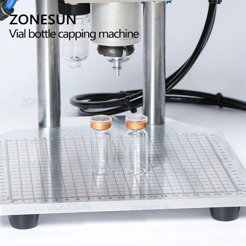 ZONESUN 13/15/20mm Pneumatic Penicillin Bottle Aluminum Plastic Vial Capping Machine