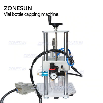 ZONESUN 13/15/20mm Pneumatic Penicillin Bottle Aluminum Plastic Vial Capping Machine