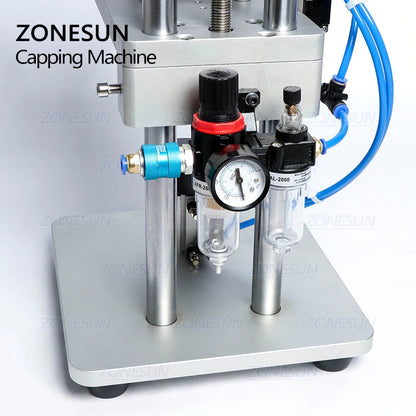 ZONESUN 13/15/18/20mm Pneumatic Perfume Vial Aluminum Plastic Capping Machine