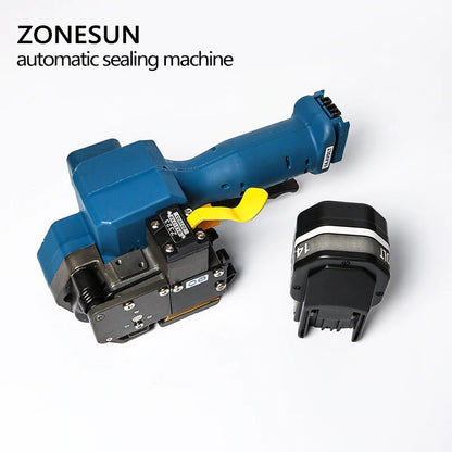 ZONESUN P323 12-19mm Máquina flejadora eléctrica portátil para mascotas PP alimentada por batería