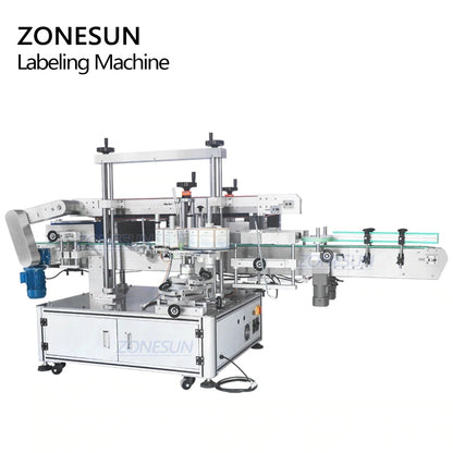 ZONESUN ZS-TB963 Double Side Round Square Bottle Labeling Machine For Normal Transparent Label