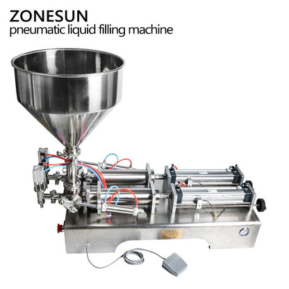 ZONESUN ZS-GT2 Semi Automatic 2 Nozzles Paste Filling Machine With Hopper