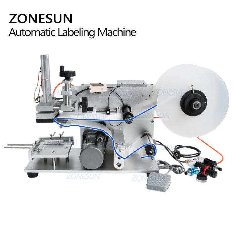 ZONESUN LT-60 Semi Automatic Pneumatic Flat Labeling Machine For Normal Transparent Label